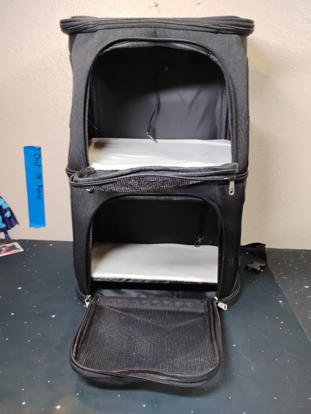 Double Compartment Pet Carrier Backpack Two Layer Travel Bag For Cats Dogs